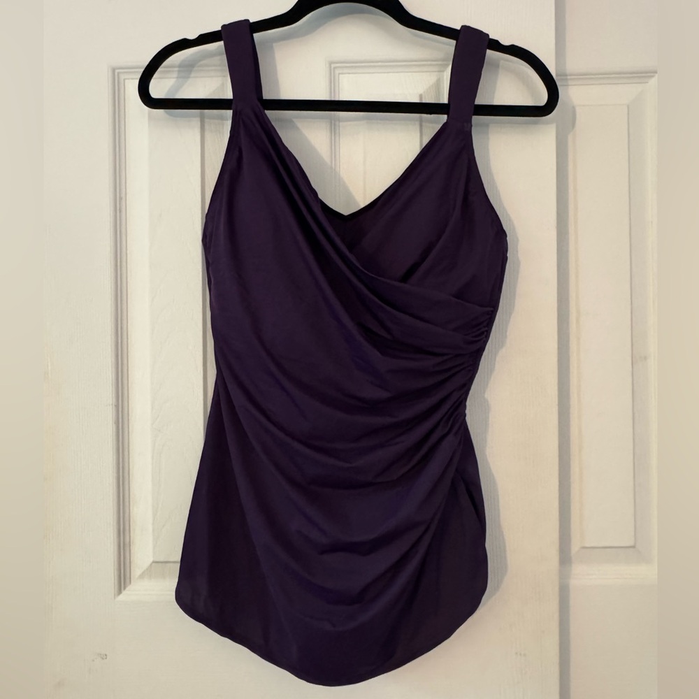 Lands' End Purple Ruched Wrap Swimsuit